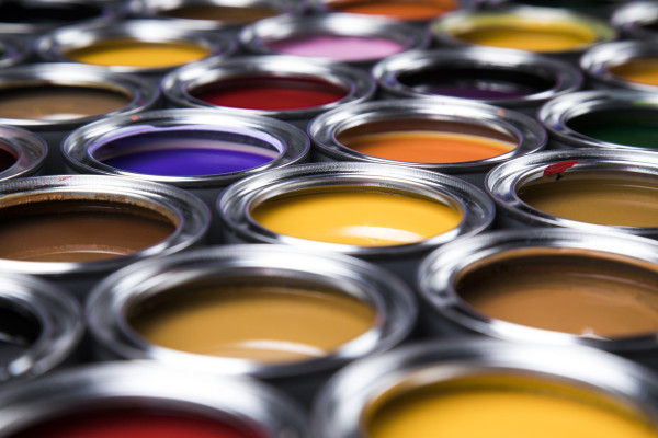 Paint cans palette, Creativity concept. Colorful paint cans set, Painting background